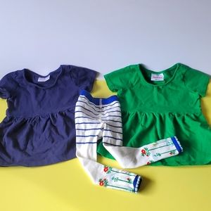 Hanna Andersson shirt dress bundle, green and blue size 2-3t (80-90)